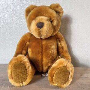 Vintage Velvets By Greek Teddy Bear Plush Caramel Brown Stuffed Animal 8" Sittin